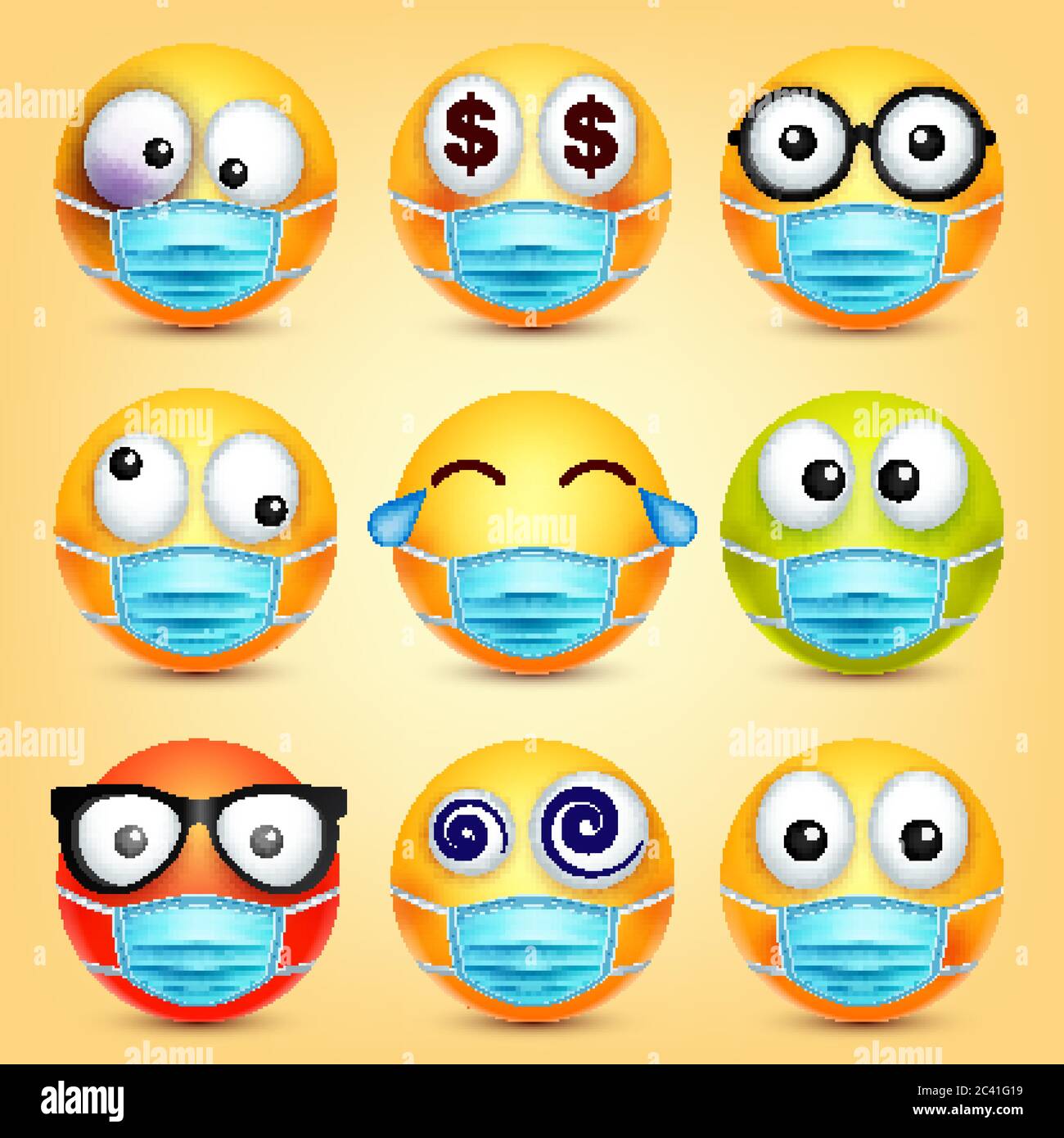 Download Emoticons Emoji Vector Collection Cartoon Yellow Face With Medical Mask Facial Expressions And Emotions Stock Vector Image Art Alamy Yellowimages Mockups