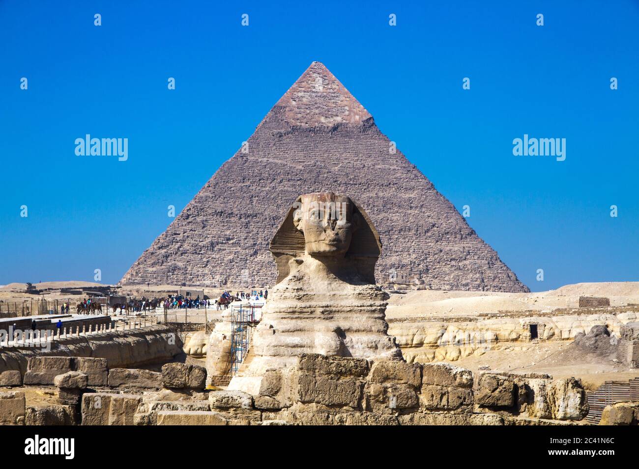 Sphinx and the great pyramid of Giza, UNESCO World Heritage site, Cairo ...