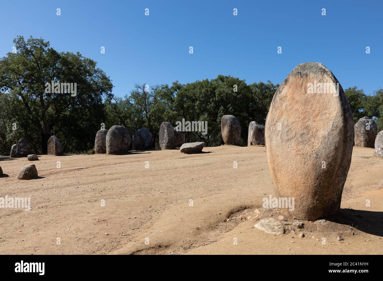 Granite standing stone, menhir, with other megalithic and neolithic