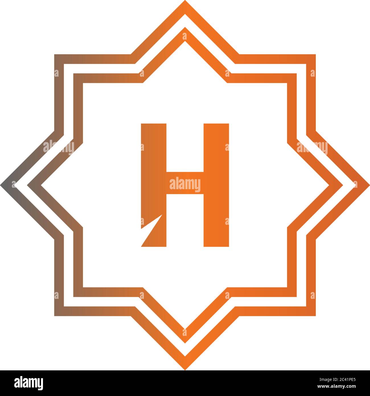 Square H logo letters design concept in black and orange color illustration Stock Vector Image