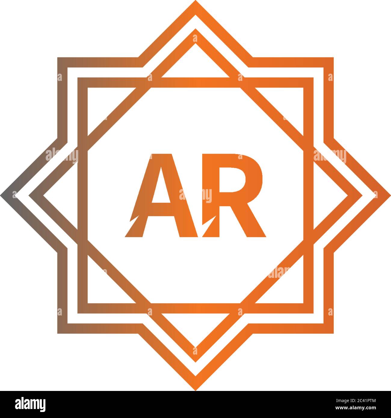 Square Ar Logo Letters Design Concept In Black And Orange Color Illustration Stock Vector Image Art Alamy