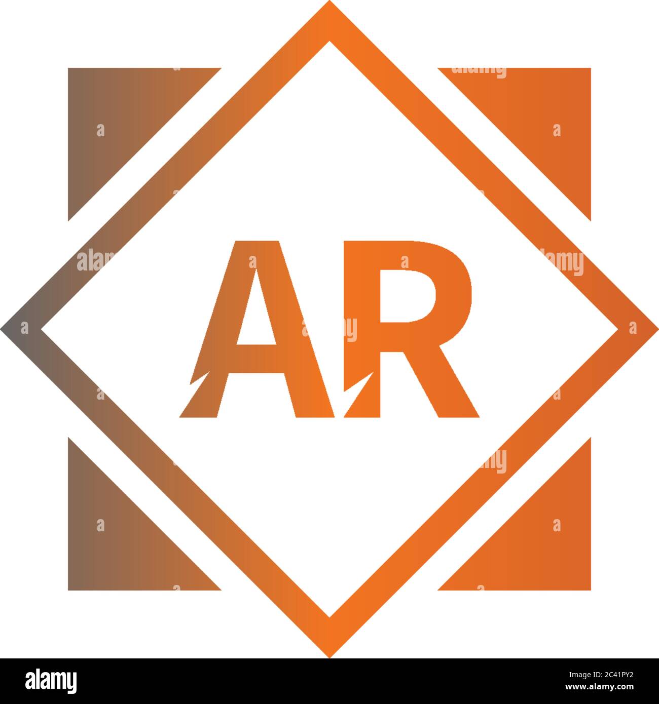 Square Ar Logo Letters Design Concept In Black And Orange Color Illustration Stock Vector Image Art Alamy