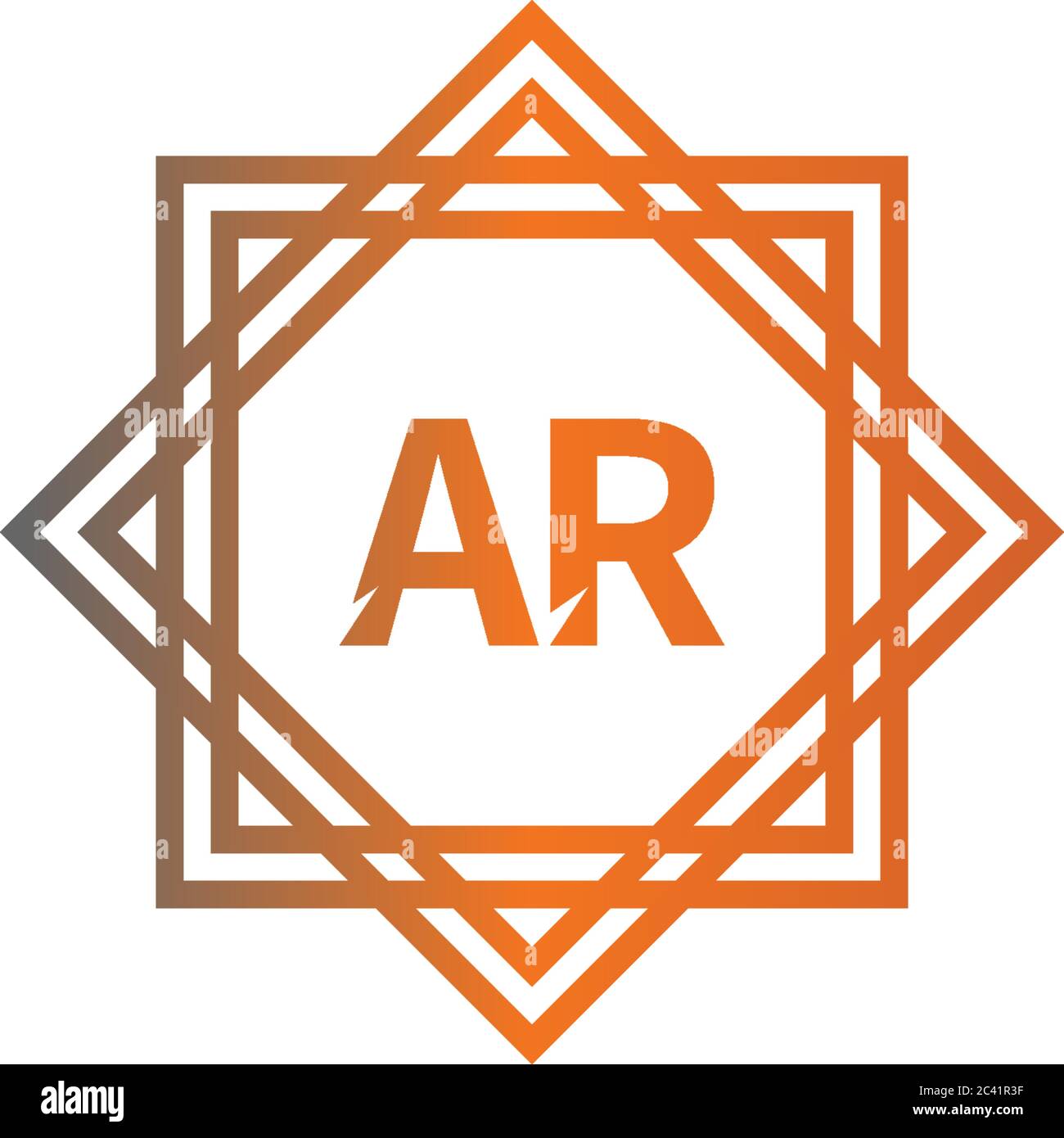 Square Ar Logo Letters Design Concept In Black And Orange Color Illustration Stock Vector Image Art Alamy