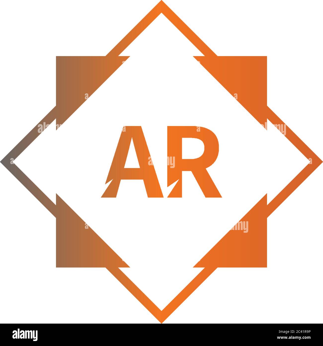 Square Ar Logo Letters Design Concept In Black And Orange Color Illustration Stock Vector Image Art Alamy