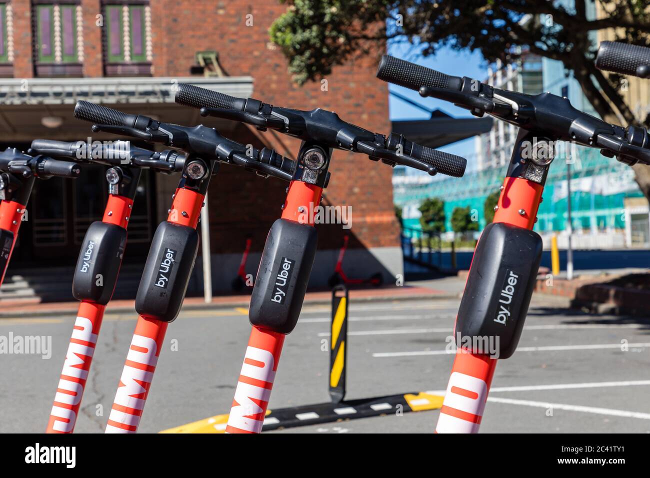 Wellington, New Zealand Electric Street Scooters "JUMP by Uber" at the