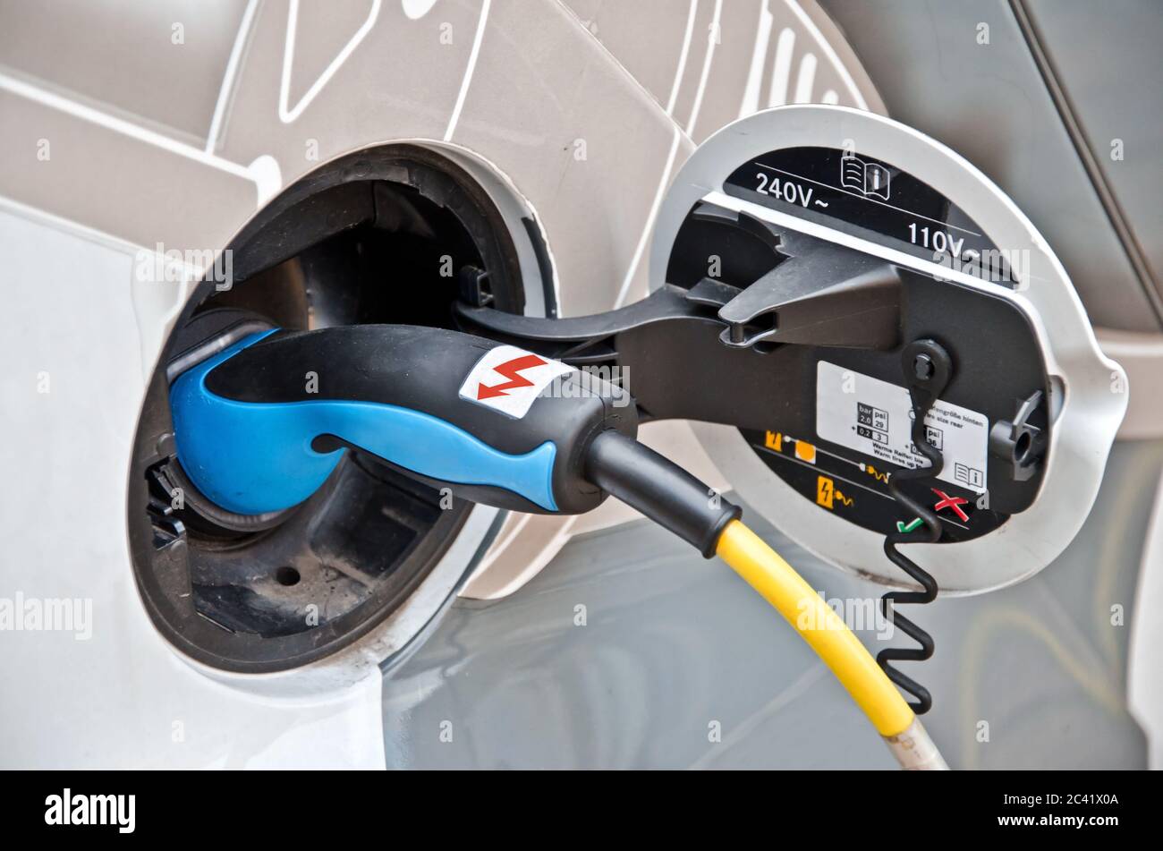 Closeup of electric car plug Stock Photo Alamy
