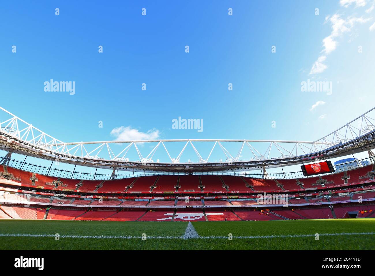 LONDON, ENGLAND - JANUARY 18, 2020: General view of the venue seen ahead of the 2019/20 Premier League game between Arsenal FC and Sheffield United FC at Emirates Stadium. Stock Photo