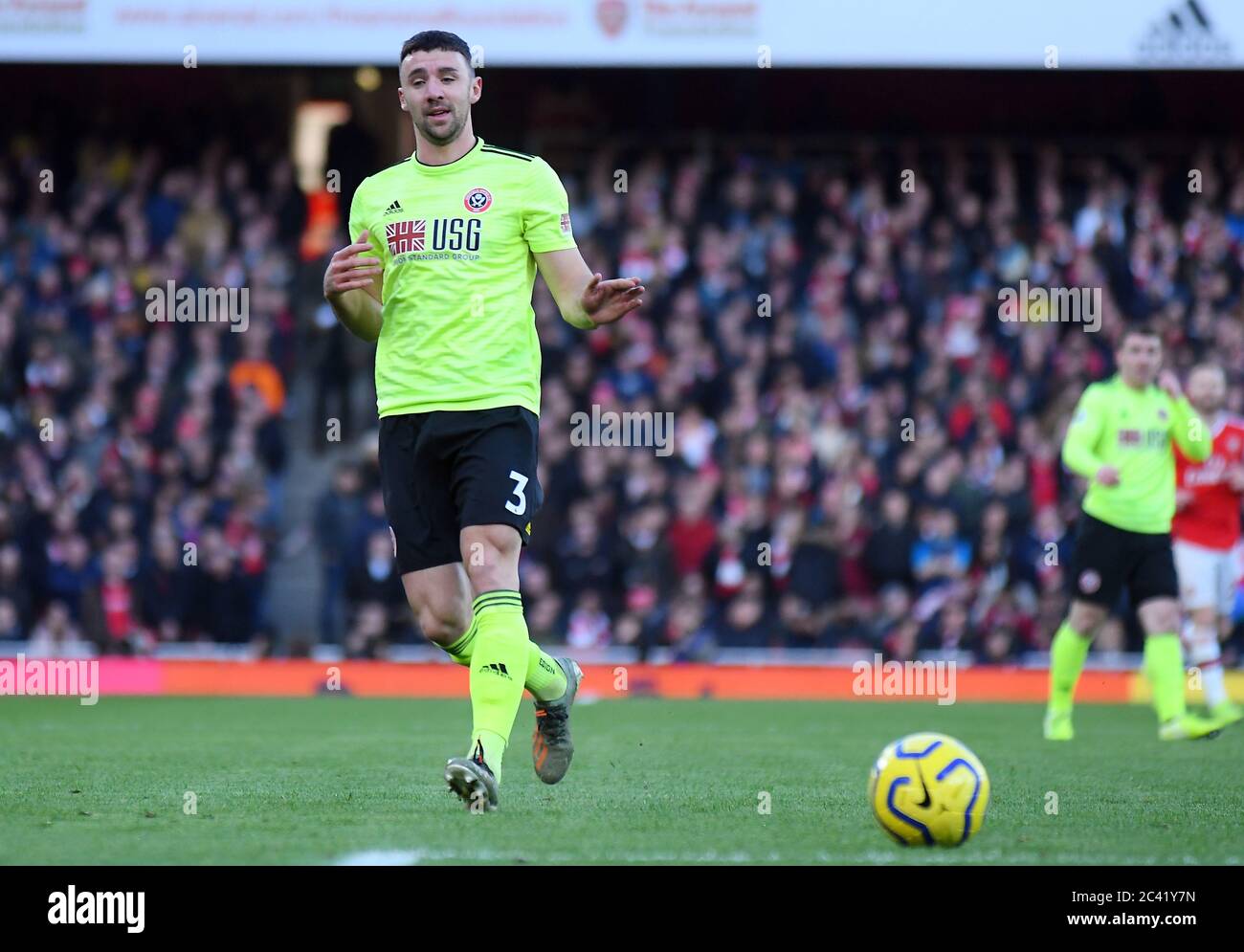 LONDON, ENGLAND - JANUARY 18, 2020: Enda Stevens of Sheffield pictured during the 2019/20 Premier League game between Arsenal FC and Sheffield United FC at Emirates Stadium. Stock Photo