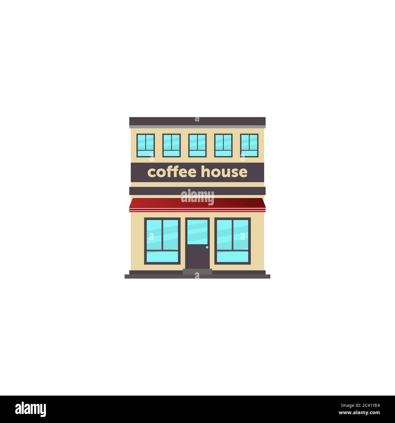 Vector illustration coffee house front facade icon. coffee house