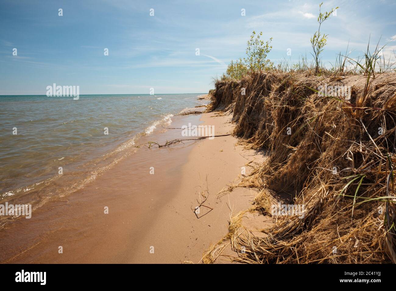 The Wave Action From Lake Michigan Has Had An Effect On The Stabilized Beach Of Kohler Andrae State Park Sheboygan Wisconsin Though It Is Apparent Stock Photo Alamy