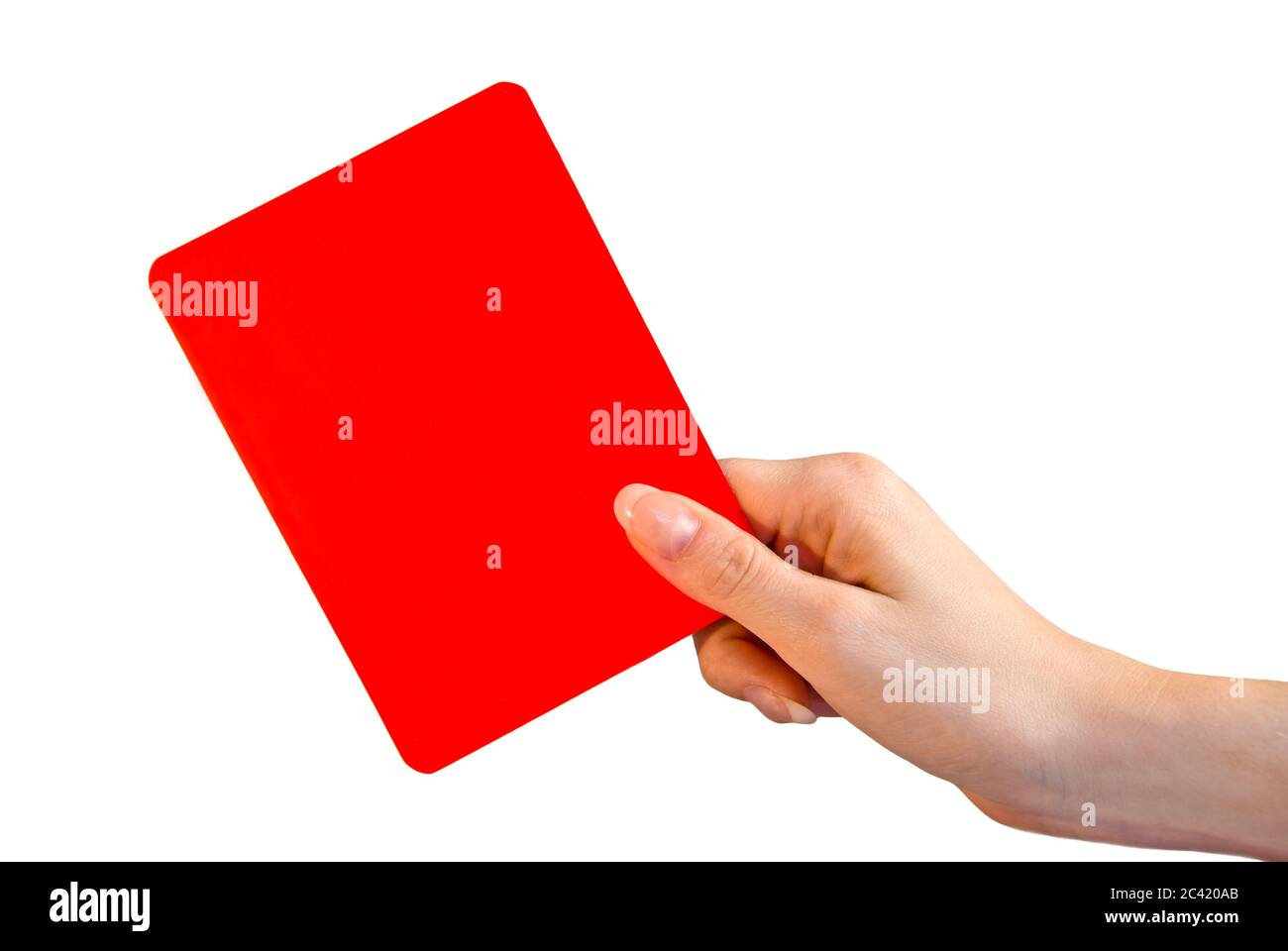 Female hand showing red card Stock Photo