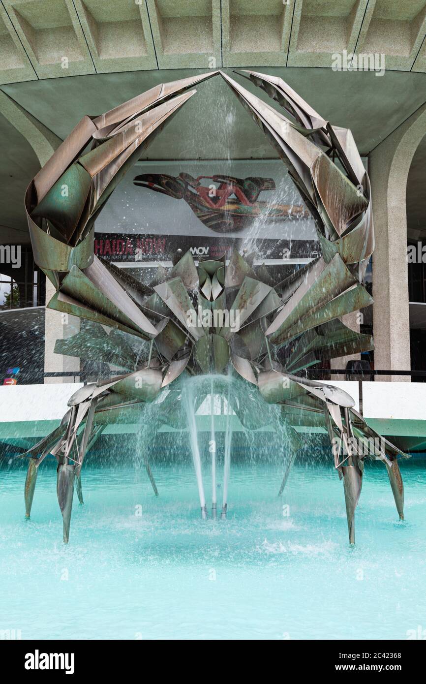 The Crab Fountain outside of the H.R. MacMillan Space Centre in