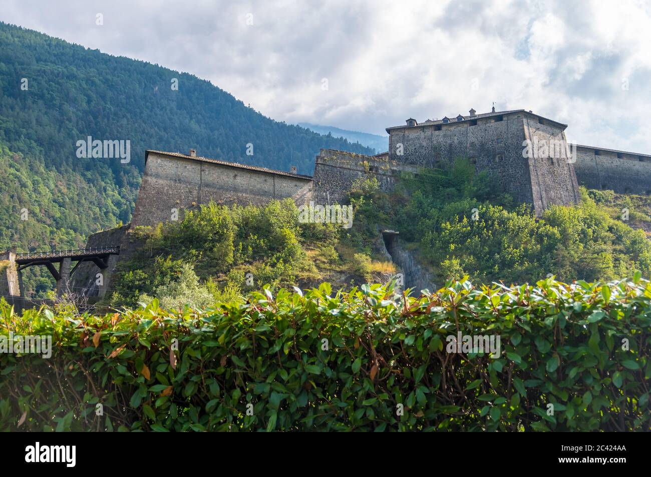 Exilles, Italy - August 21, 2019: The Exilles Fort is a fortified complex in the Susa Valley, Metropolitan City of Turin, Piedmont, northern Italy Stock Photo