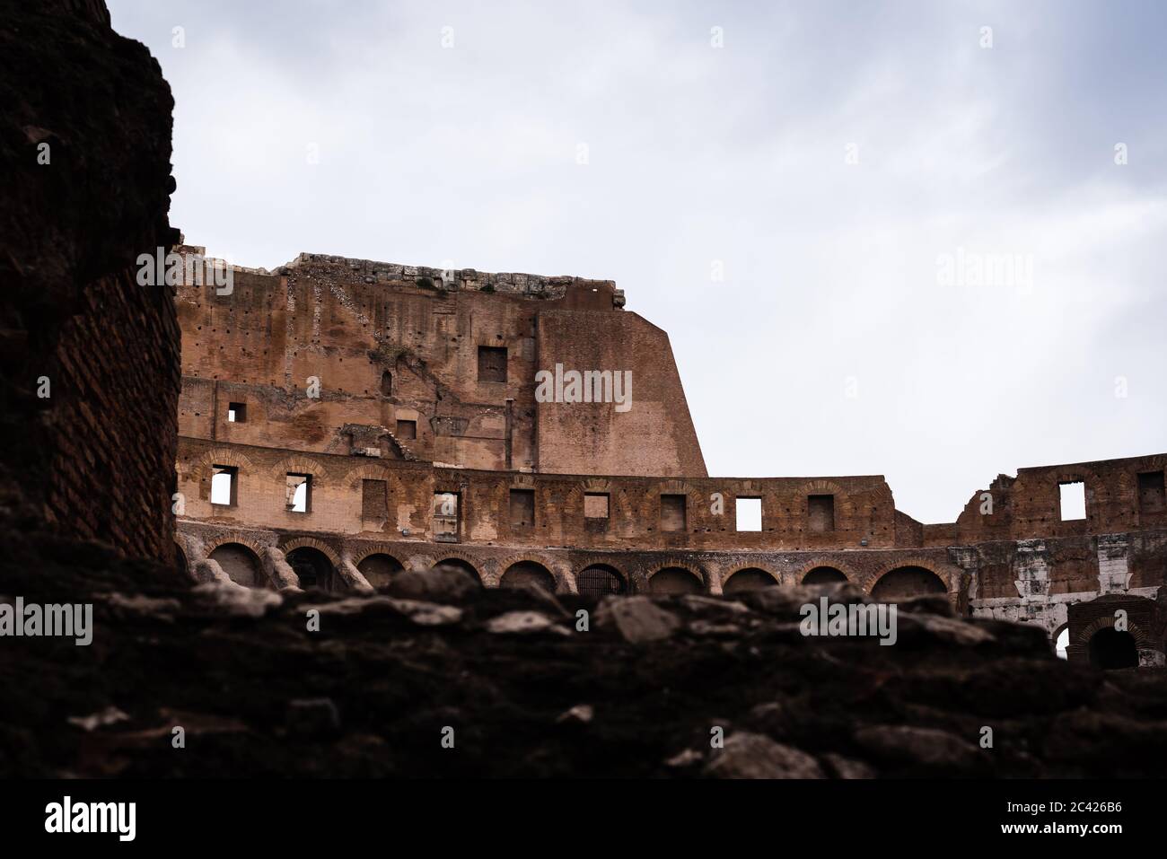 Interior ruins of the sumptuous Colosseum in Rome, Italy Stock Photo