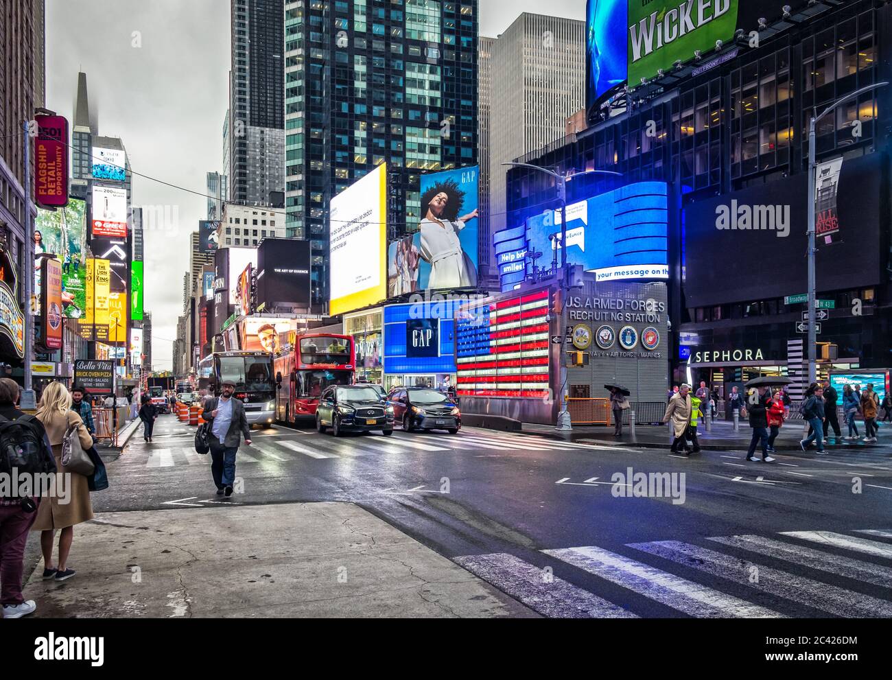 New York City, USA, May 2019, urban scene on Broadway avenue by the 43rd street, Manhattan Stock Photo