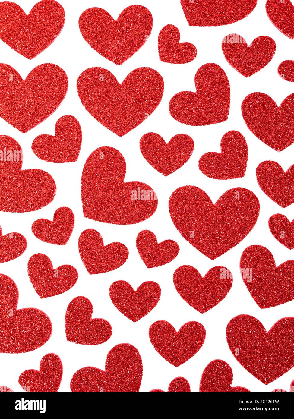 Top view of valentine hearts on white background Stock Photo