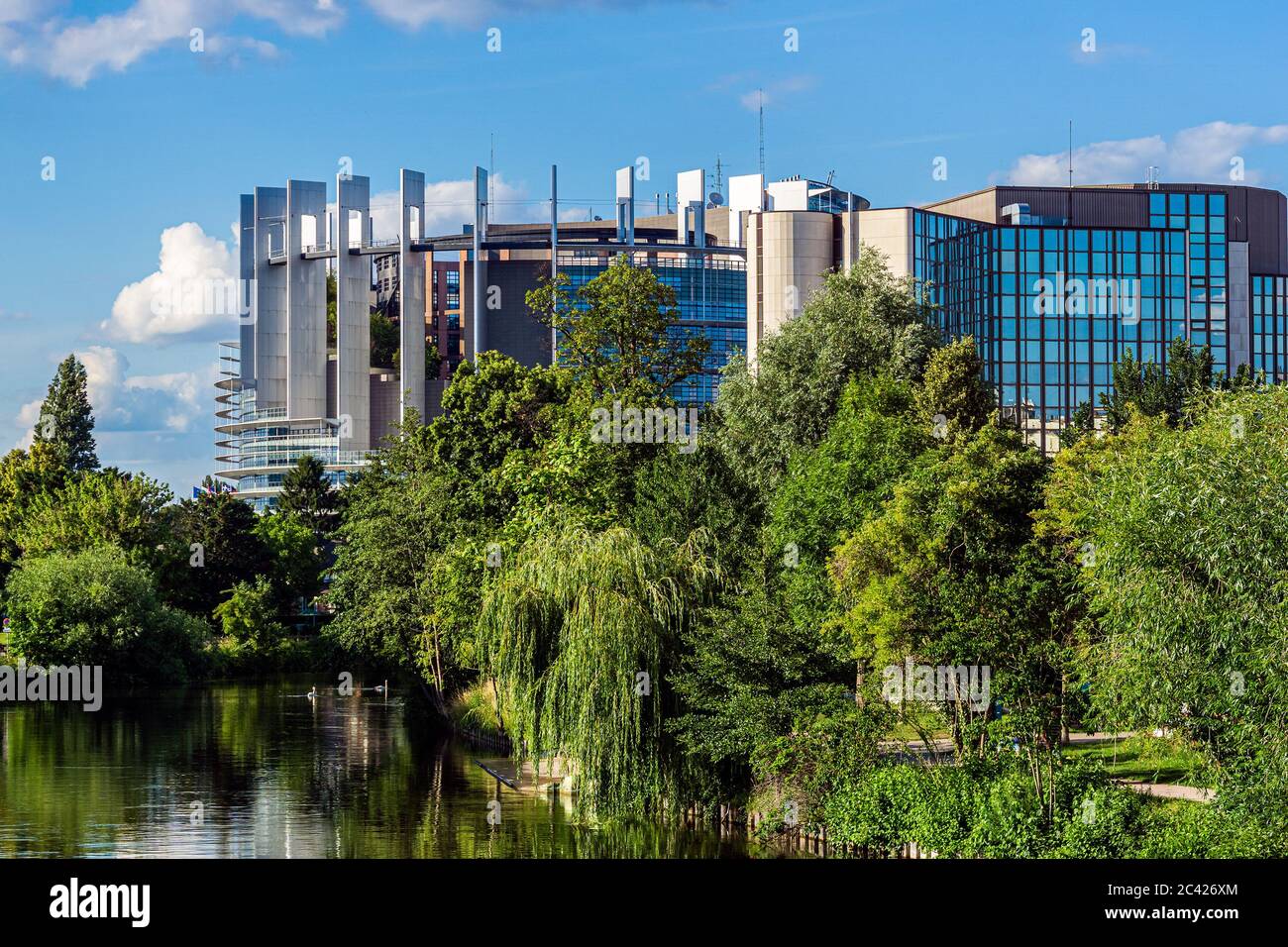 Strasbourg, France - June 21, 2020: European parliament Louise Weiss building in Strasbourg in summer on a sunny day.. Stock Photo