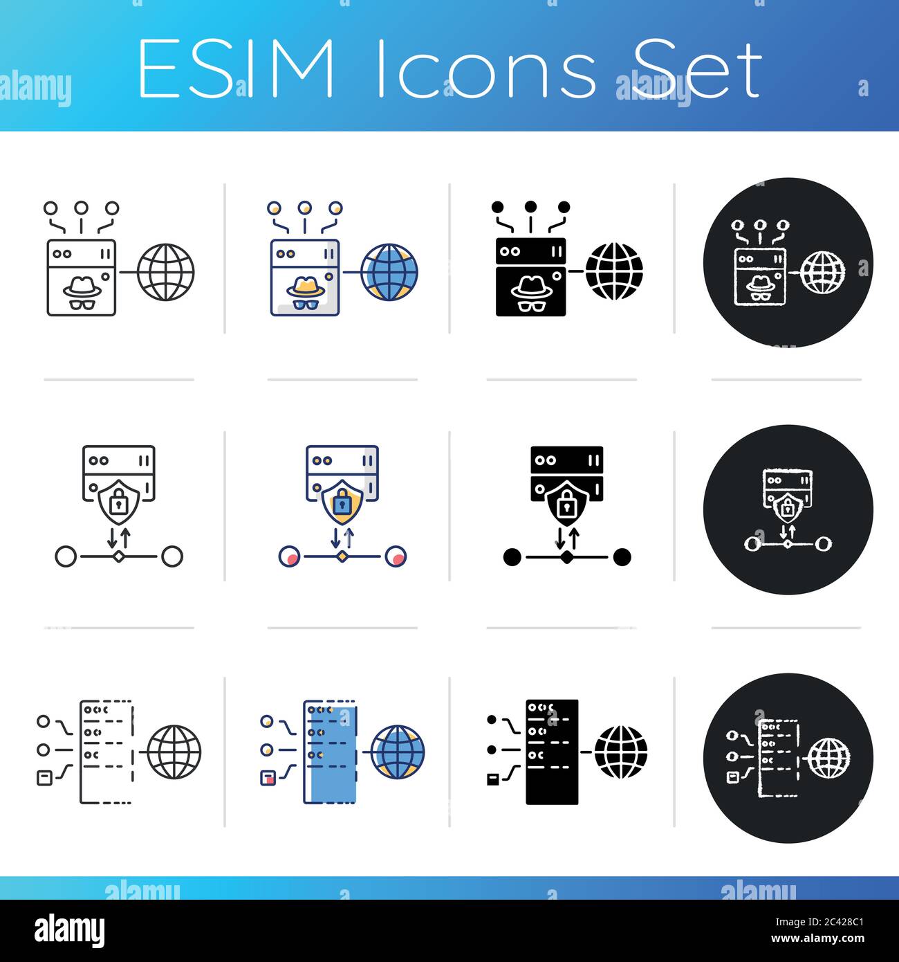 Cybersecurity icons set Stock Vector