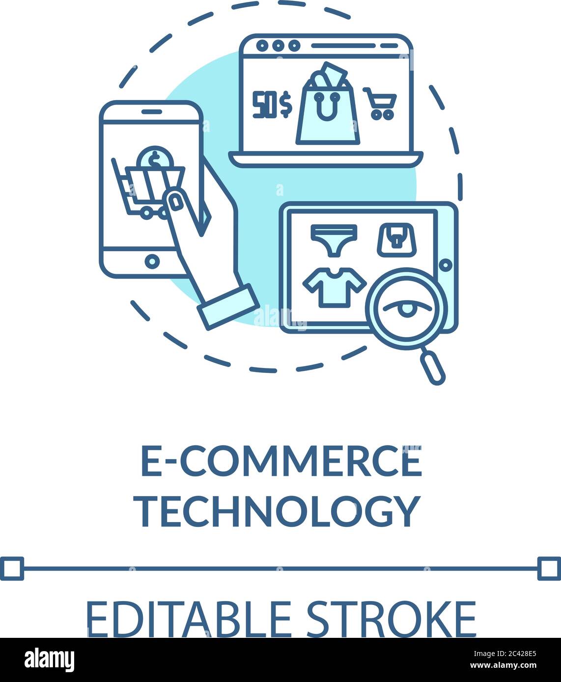 Ecommerce technology turquoise concept icon Stock Vector Image & Art ...