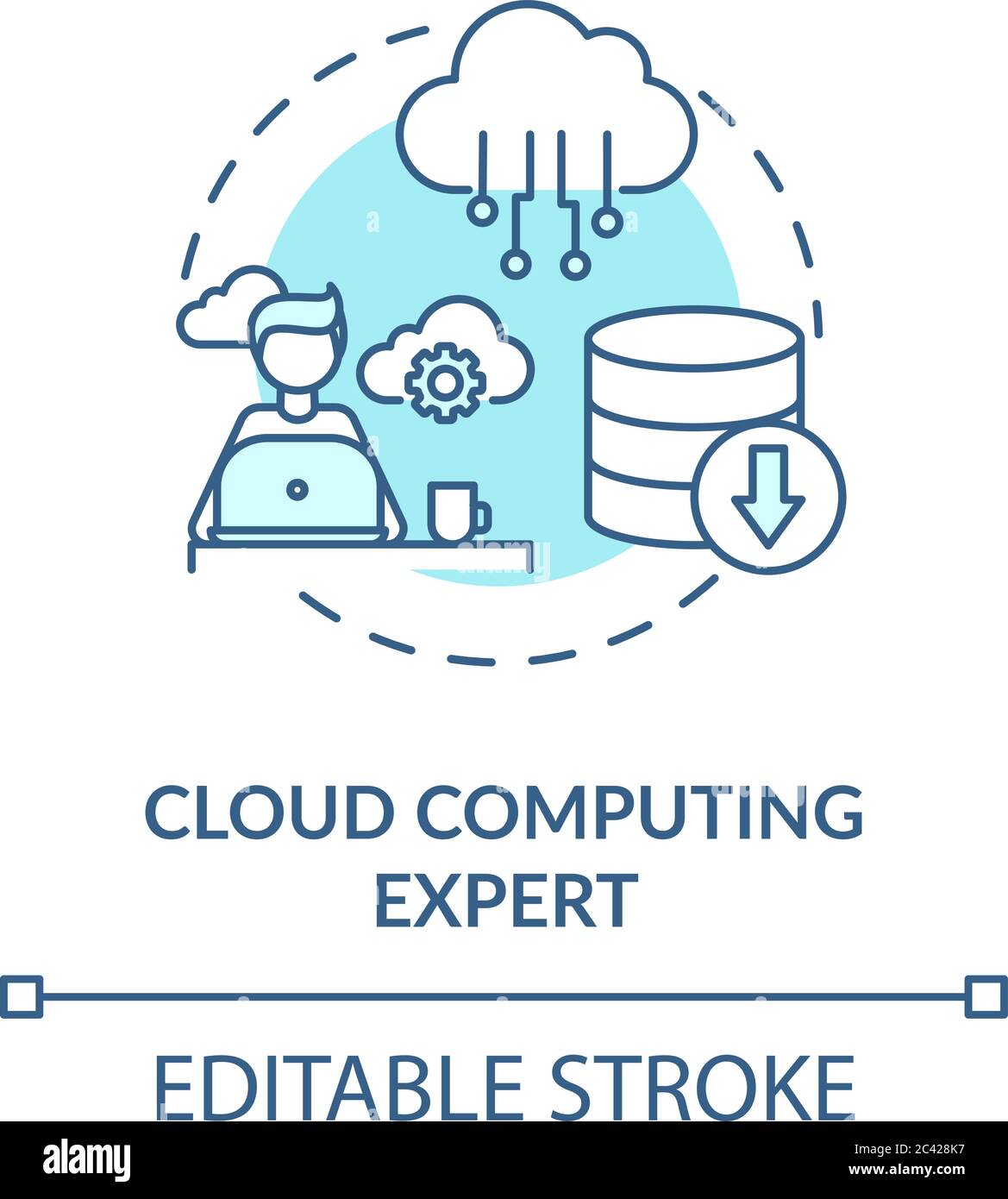 Cloud computing expert turquoise concept icon Stock Vector