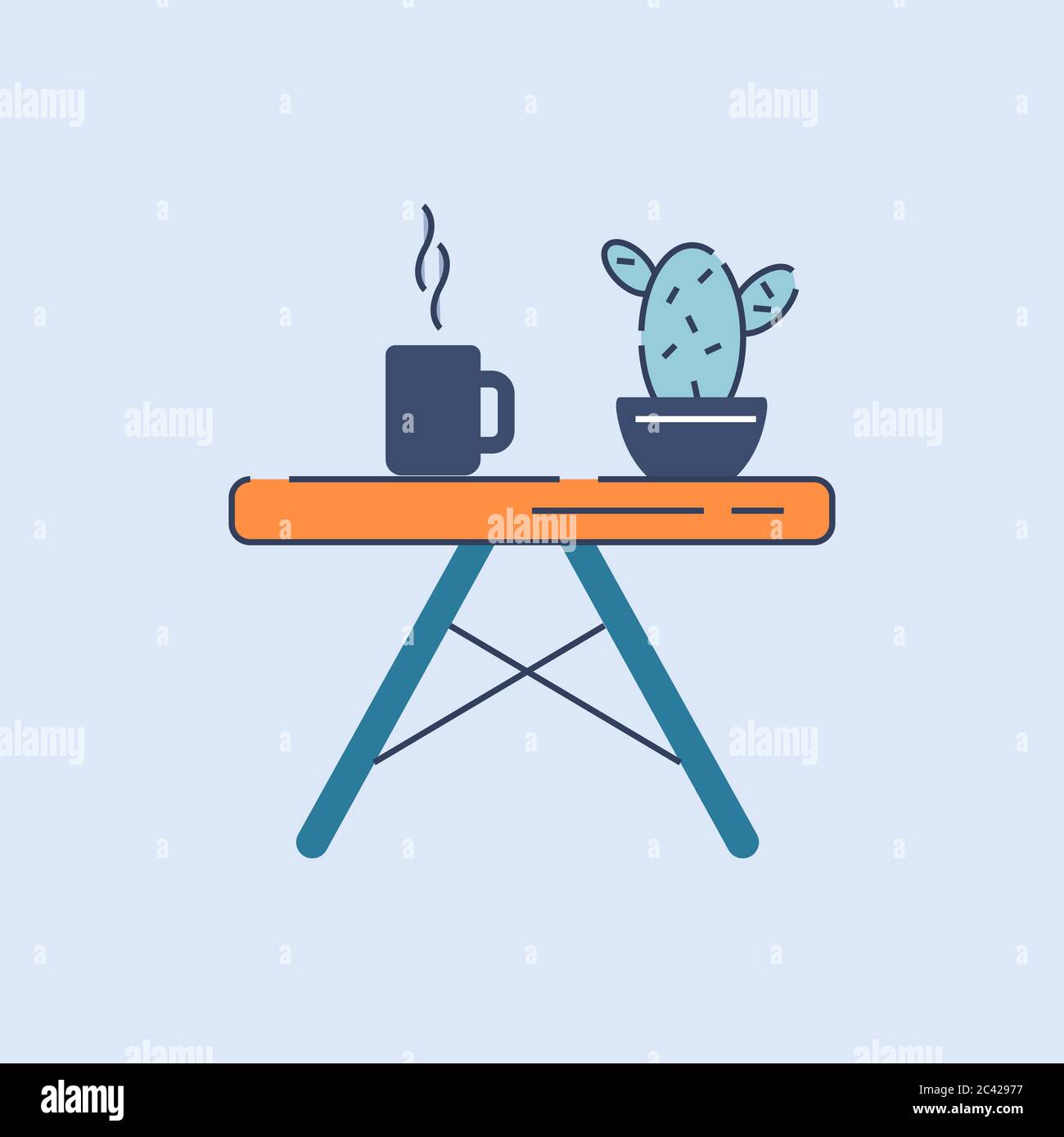Small coffee table semi flat RGB color vector illustration Stock Vector