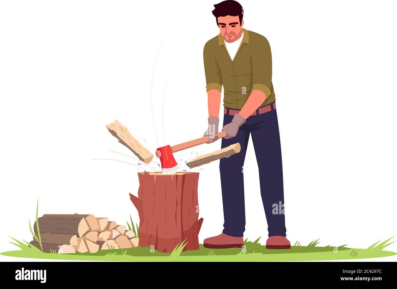 Lumberjack semi flat RGB color vector illustration Stock Vector Image ...