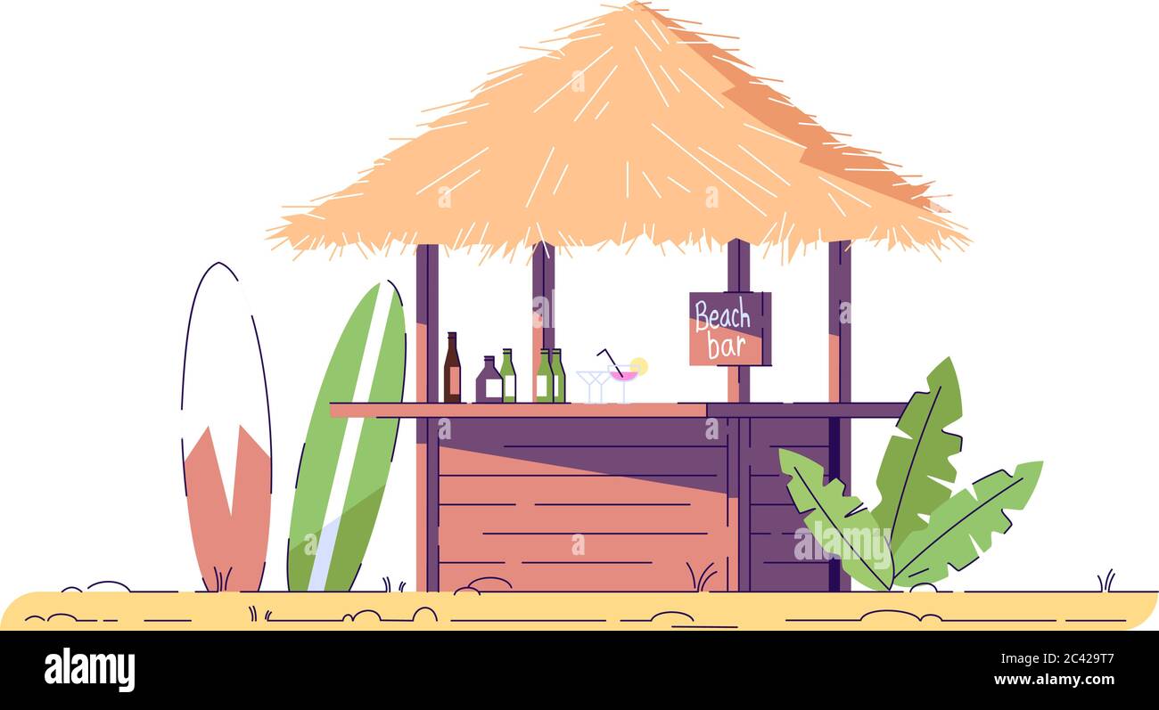 Seaside refreshment semi flat RGB color vector illustration Stock ...