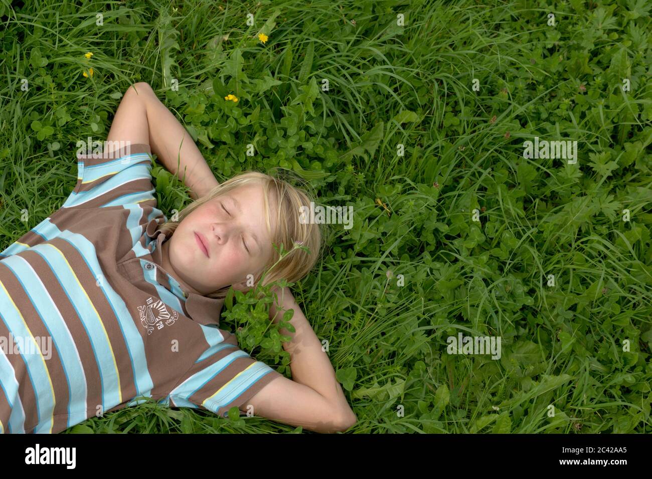 Children lying grass hi-res stock photography and images - Alamy