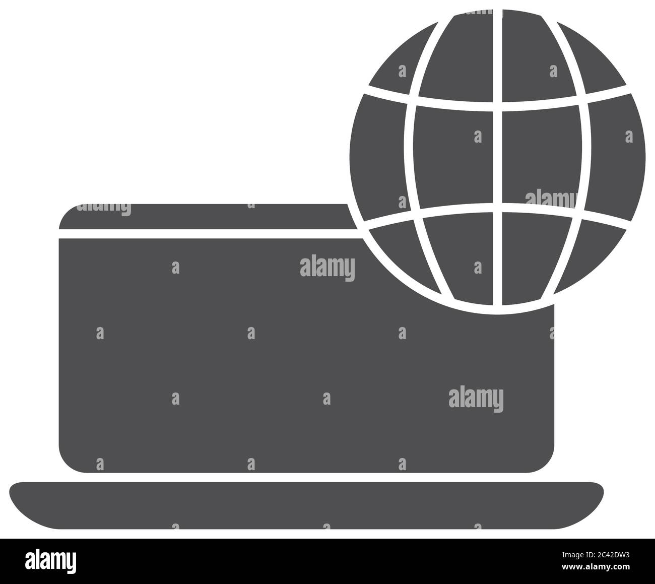 laptop computer with global sphere icon over white background ...