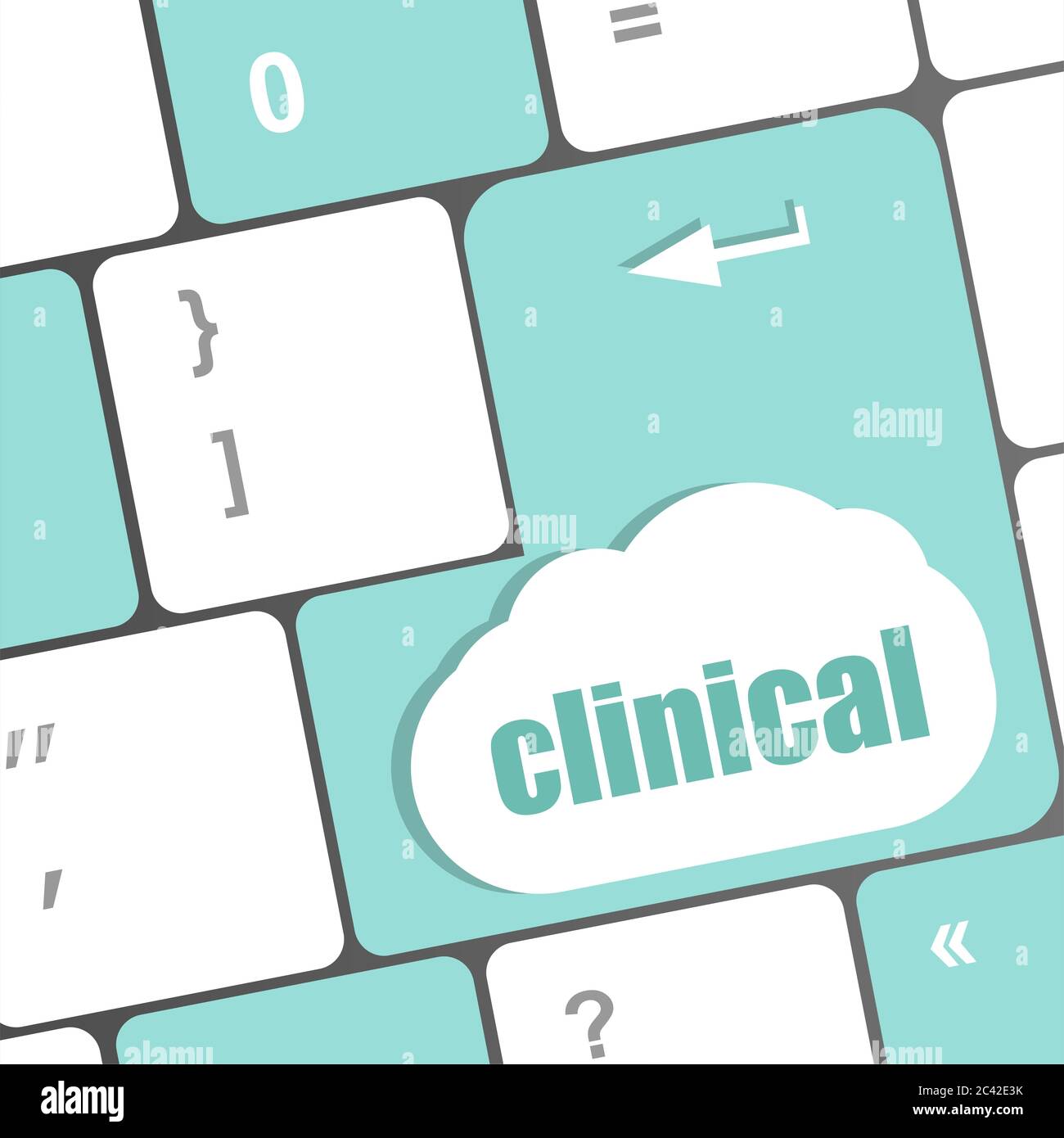 clinical text on laptop computer keyboard enter key Stock Photo