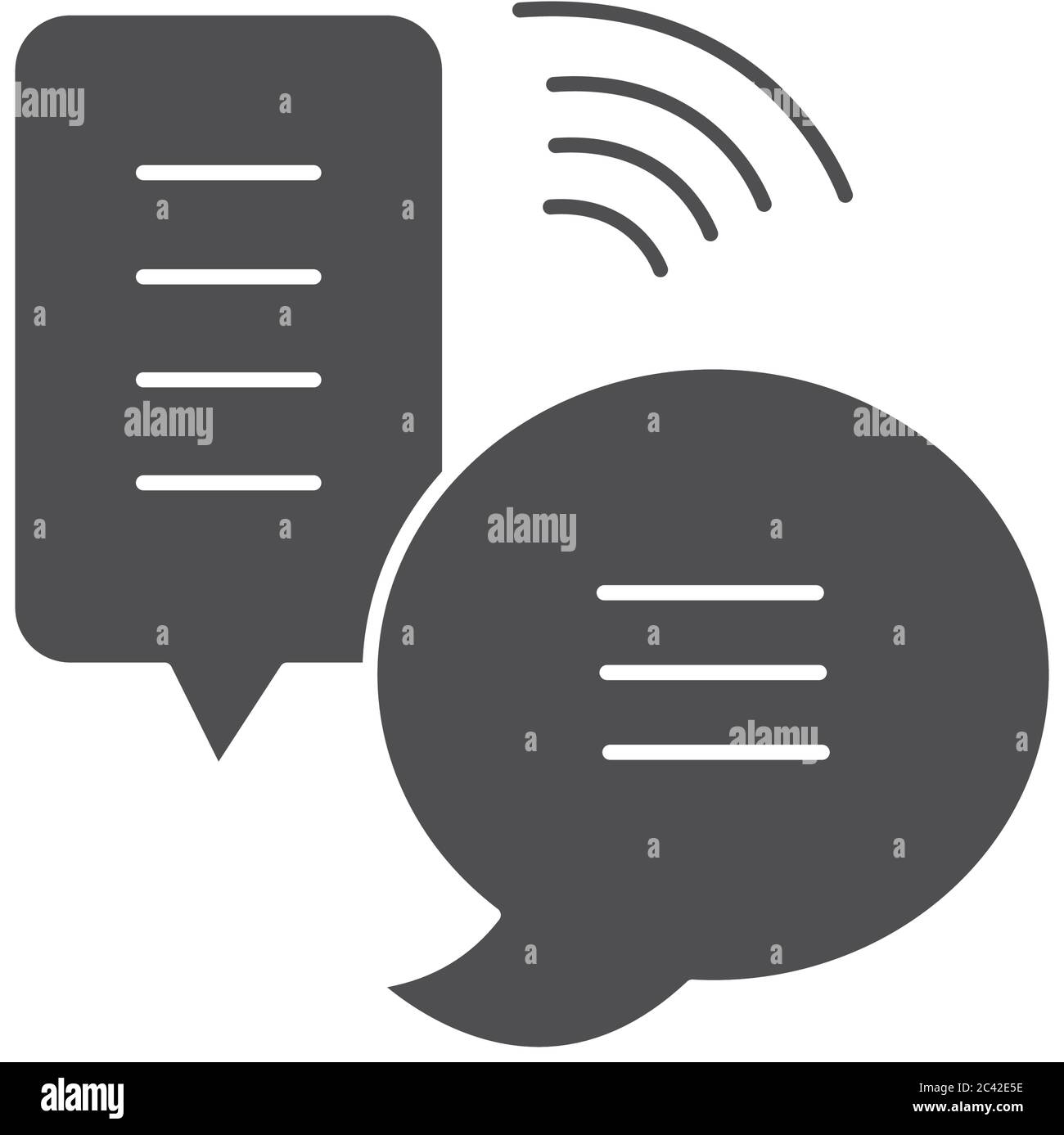speech bubbles with wifi signal icon over white background, silhouette