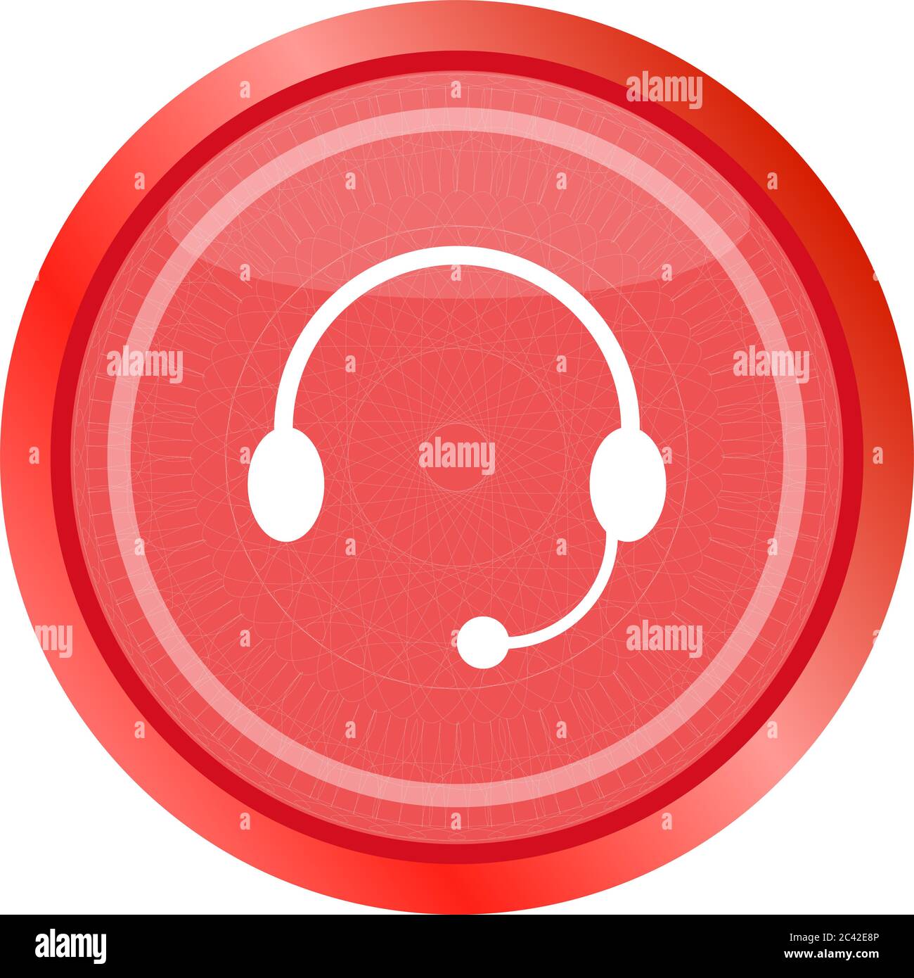 Headphones icon on round web internet button isolated on white Stock Photo