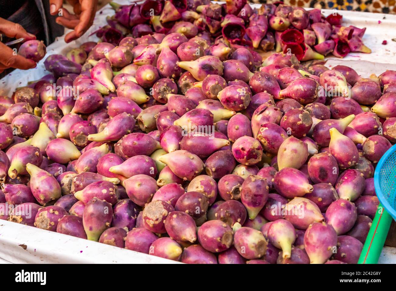 Prickly pears on a market in Morocco Stock Photo