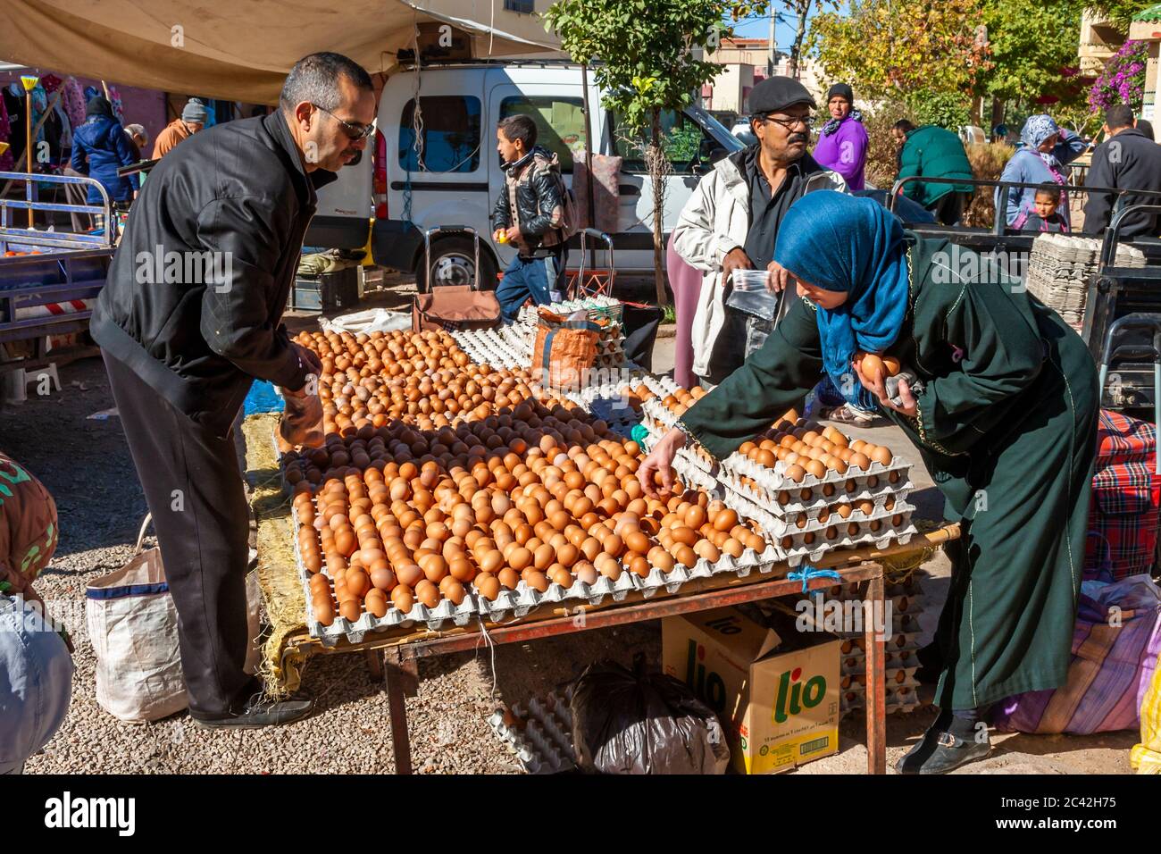Impressions of Morocco: Eggs in the vegetable market Stock Photo