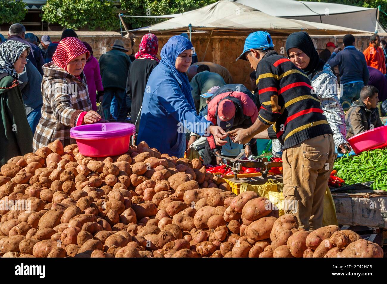 Impressions of Morocco: Potatoes in the vegetable market Stock Photo
