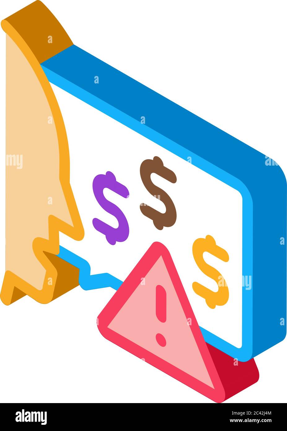 thought story man about monetary warnings isometric icon vector illustration Stock Vector