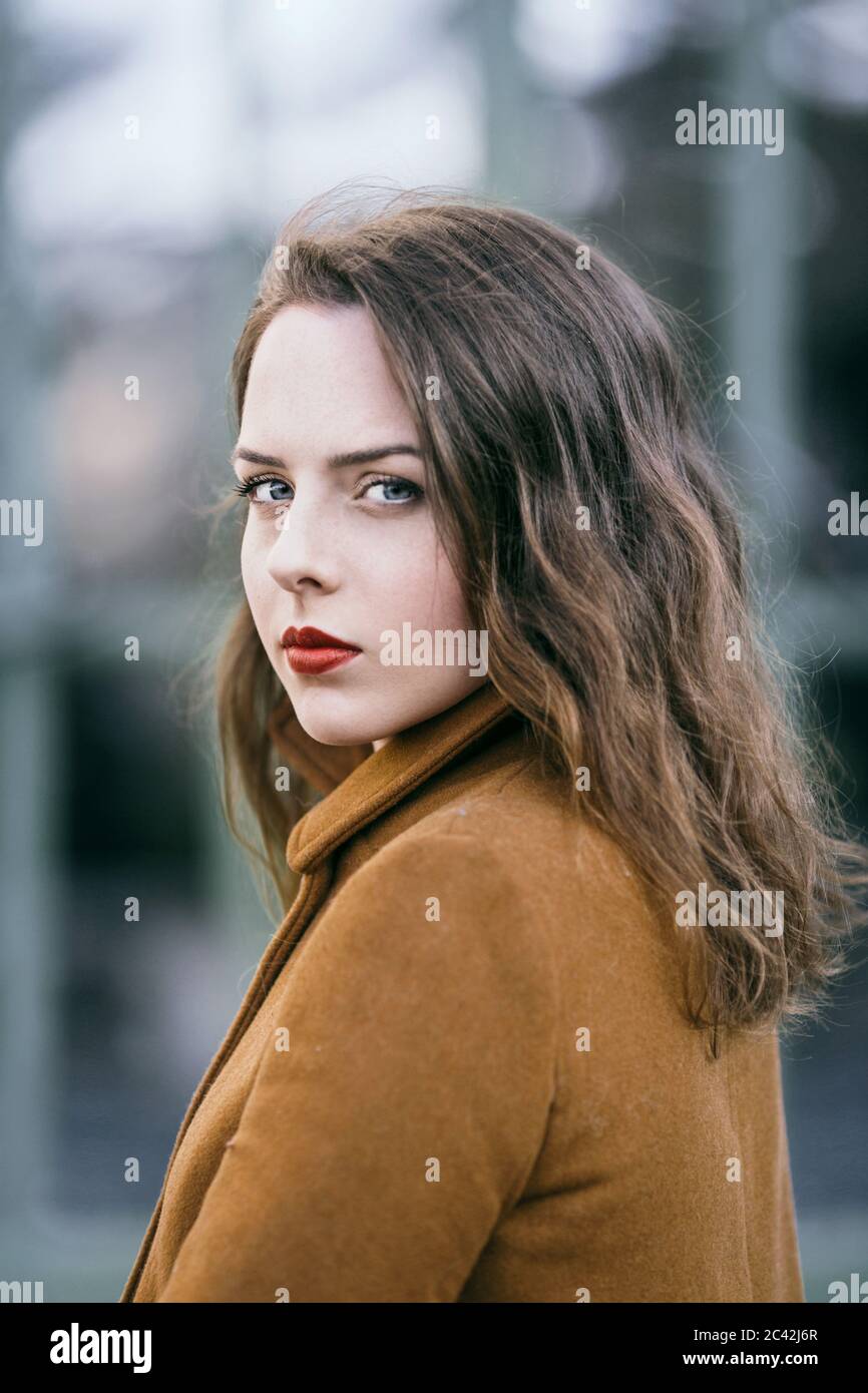 Portrait of young beautiful woman with blue eyes Stock Photo - Alamy