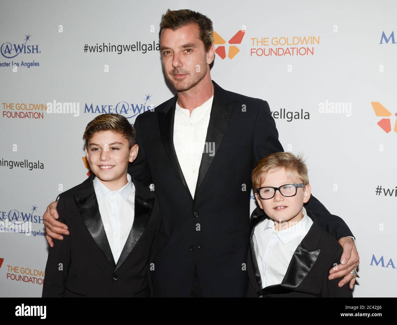 December 7, 2016, Beverly Hills, California, USA: (L-R) Kingston Rossdale, Gavin Rossdale and Zuma Rossdale attend the 4th Annual Wishing Well Winter Gala. (Credit Image: © Billy Bennight/ZUMA Wire) Stock Photo