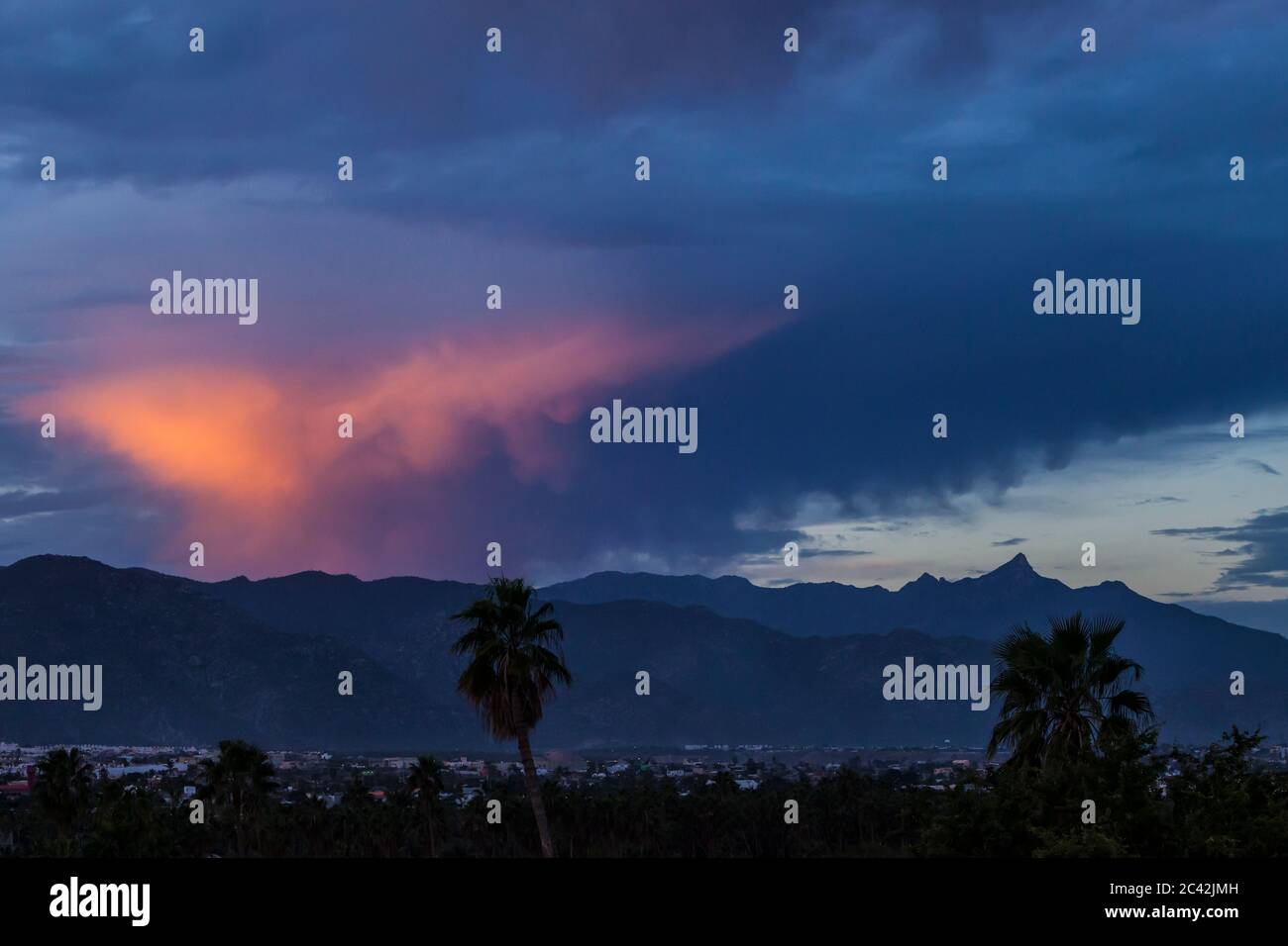 Clouds over San Jose del Cabo at sunset, BCS, Mexico Stock Photo