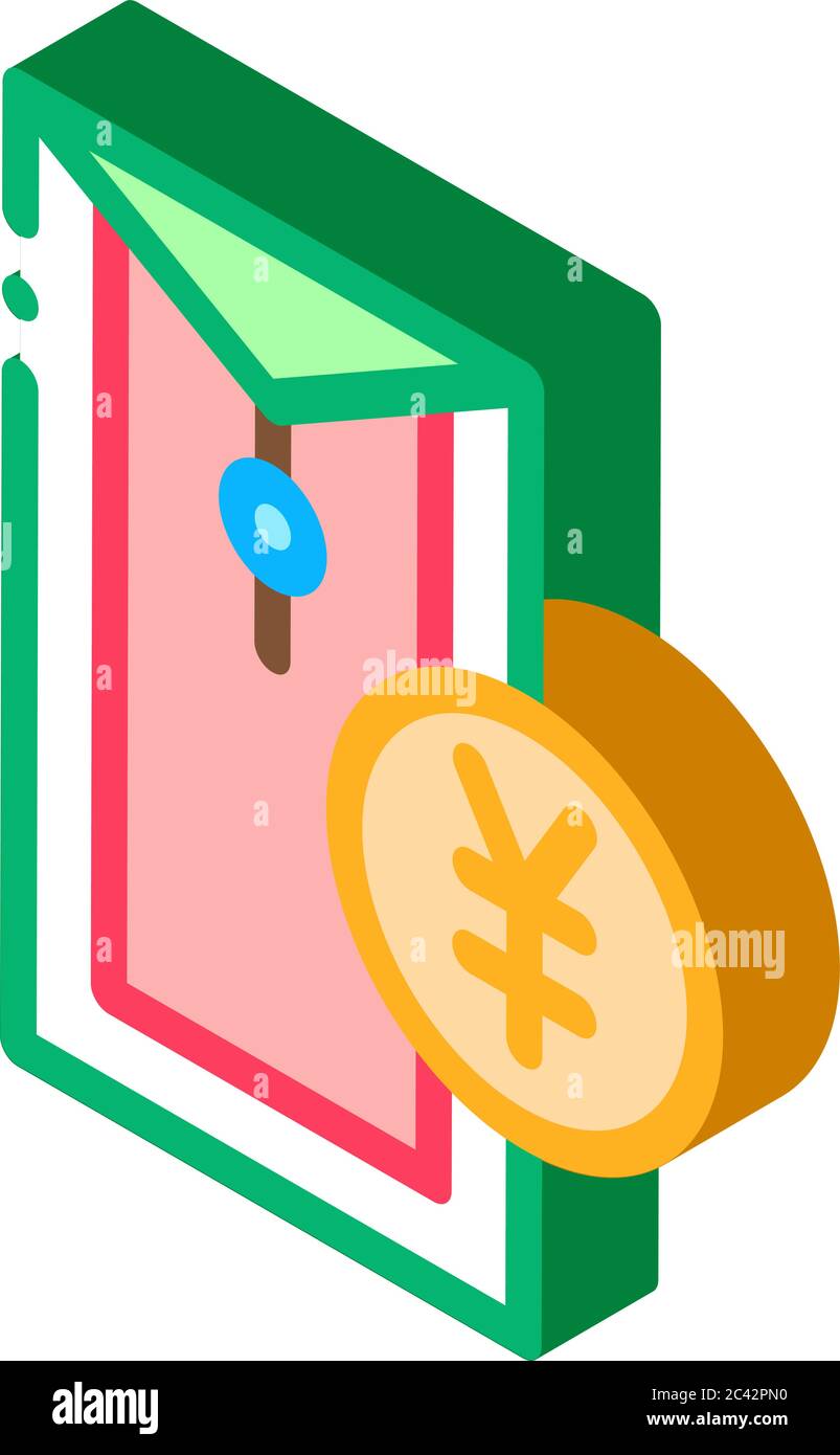 chinese thing for currency isometric icon vector illustration Stock Vector