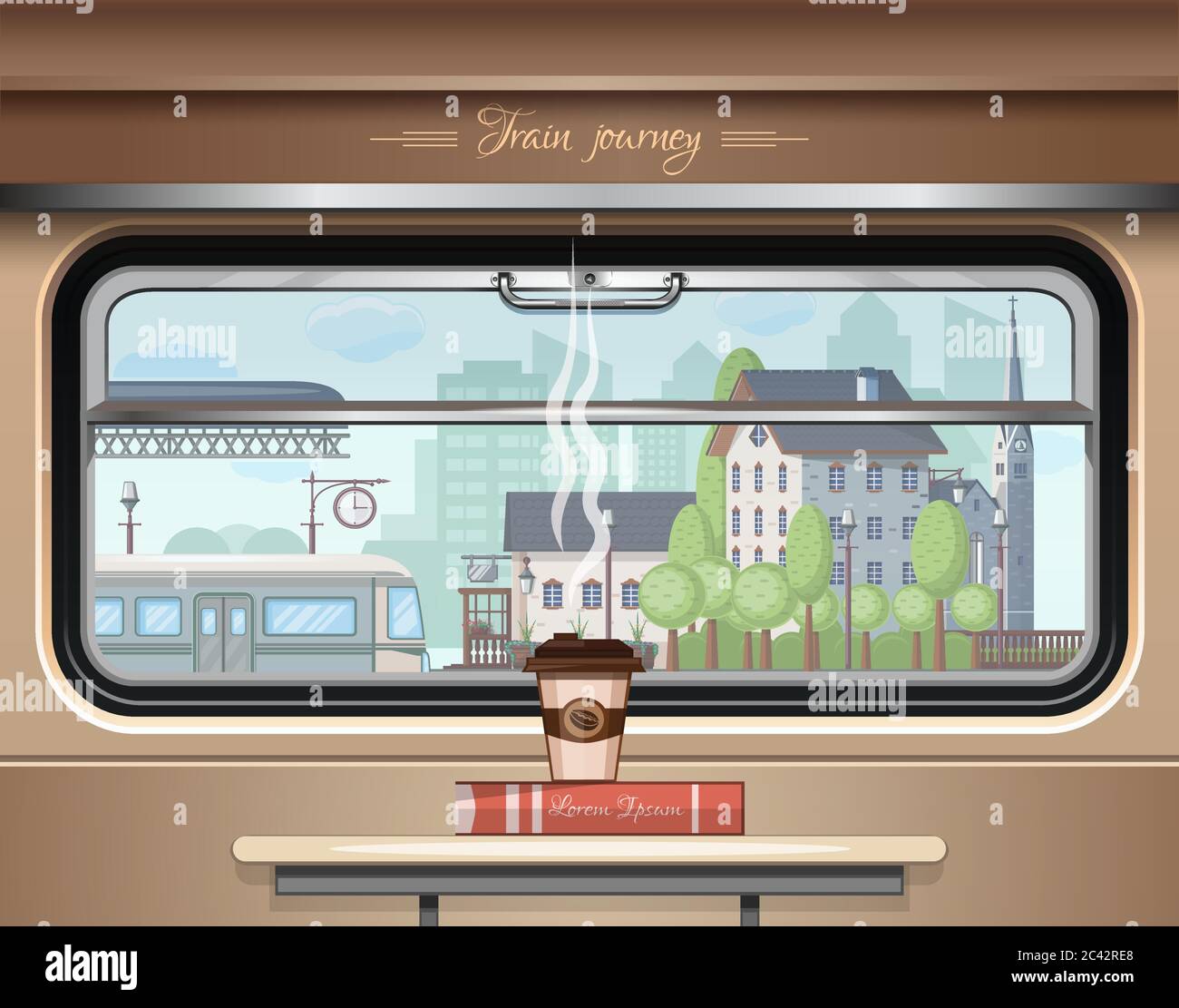 View of the railway station from the train window Stock Vector Image & Art  - Alamy