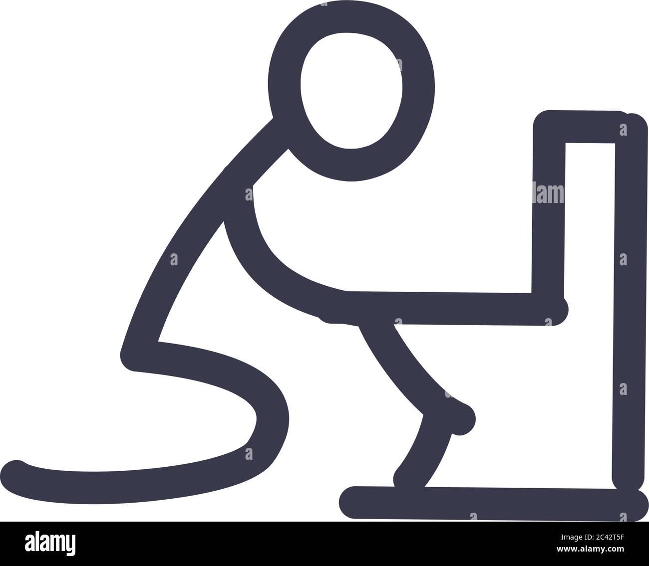 Stickfigure vomiting on toilet fill style icon design of Medical care