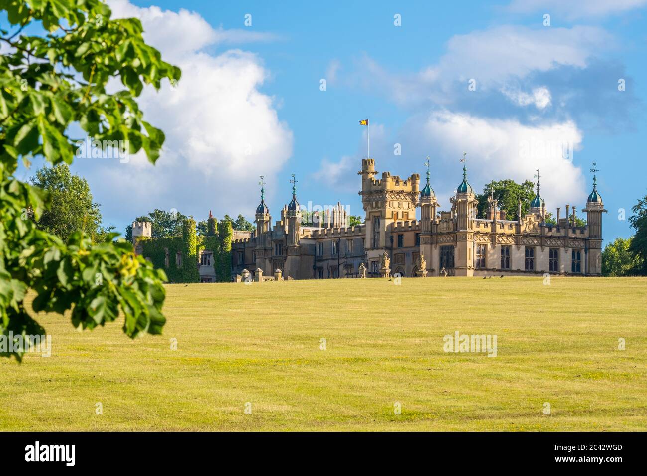 Knebworth House and Lawn Stock Photo