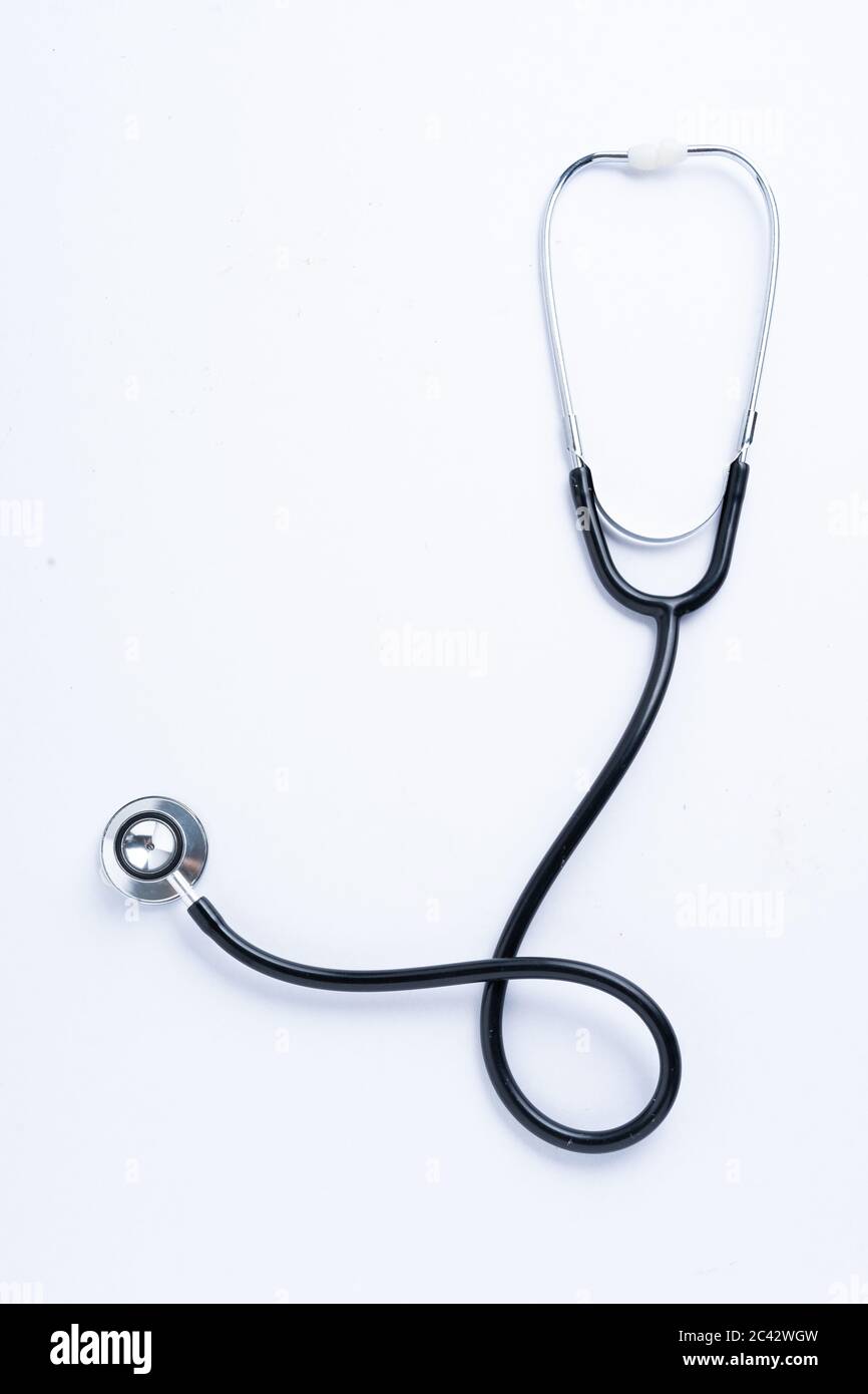 Black stethoscope isolated on white background Stock Photo - Alamy