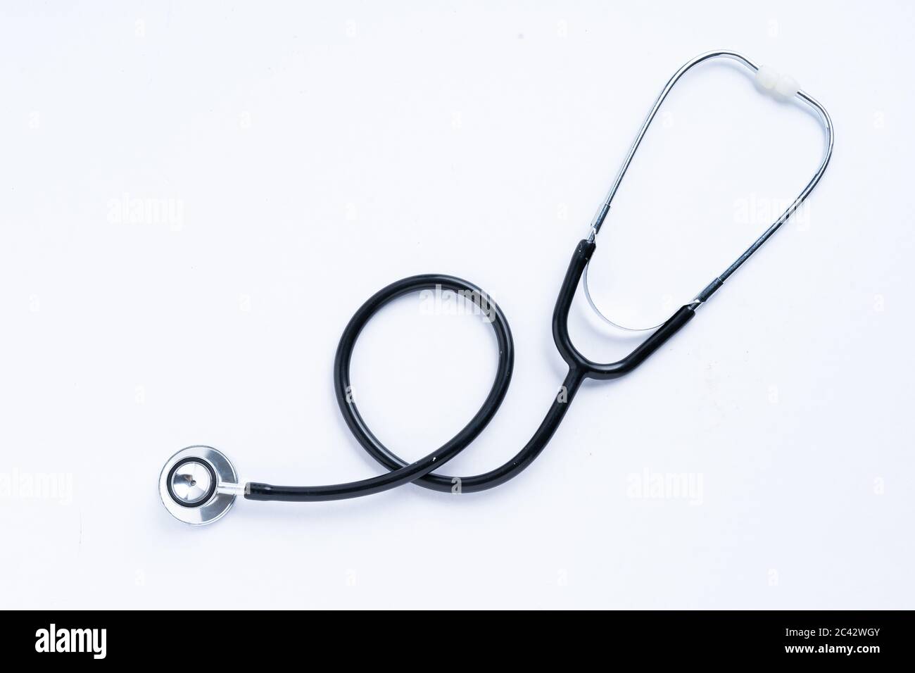 Black stethoscope isolated on white background Stock Photo