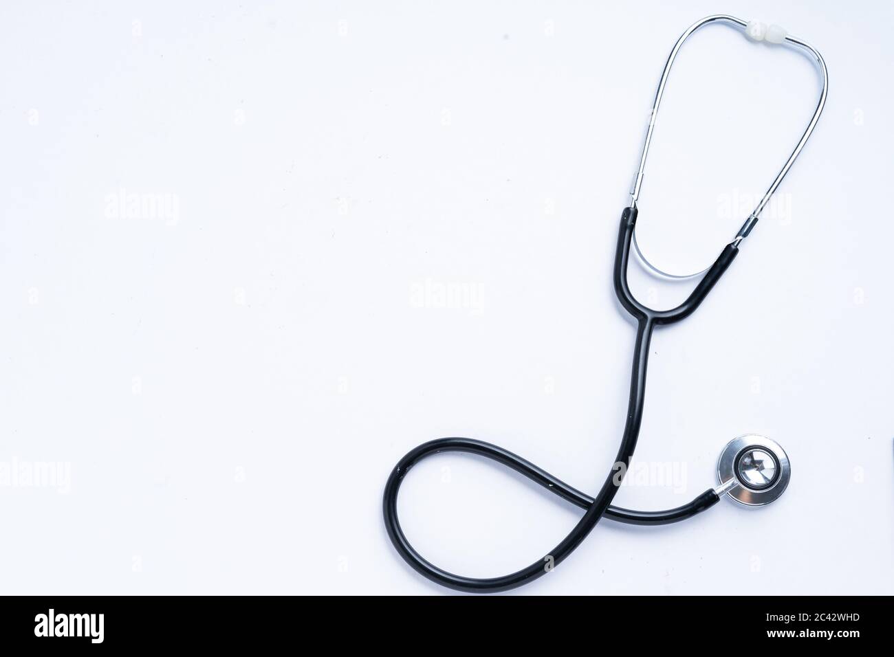Black stethoscope isolated on white background Stock Photo