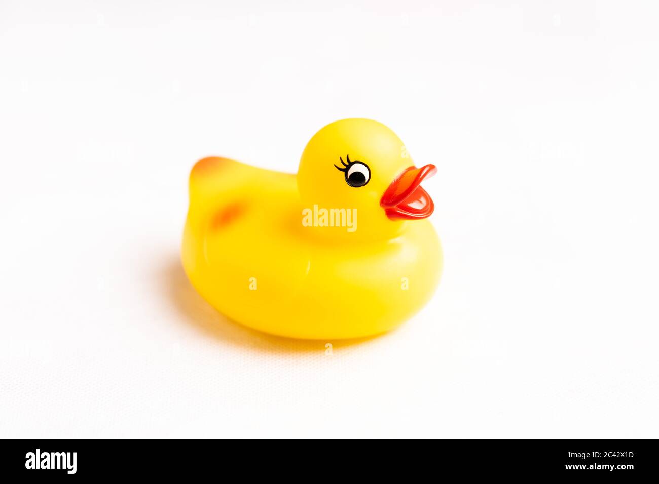 Yellow Rubber Duck isolated against white Stock Photo Alamy
