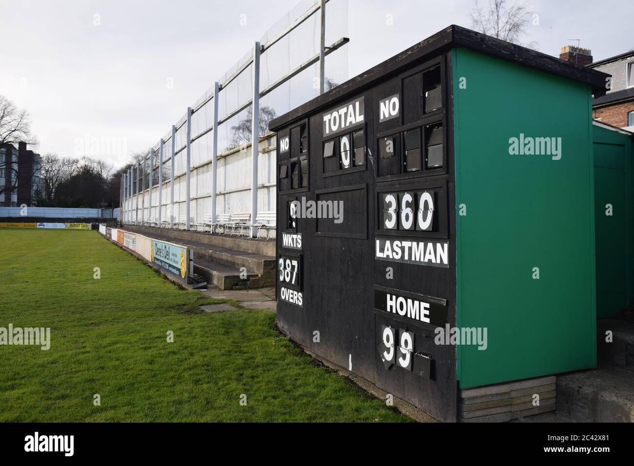 Scoreboard at a cricket stadium in Newcastle, England Stock Photo Alamy