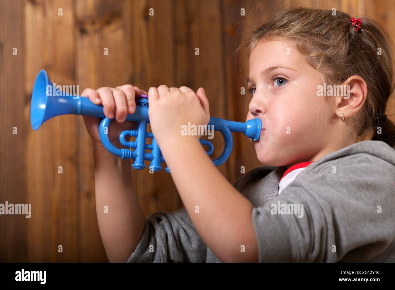 blue toy trumpet