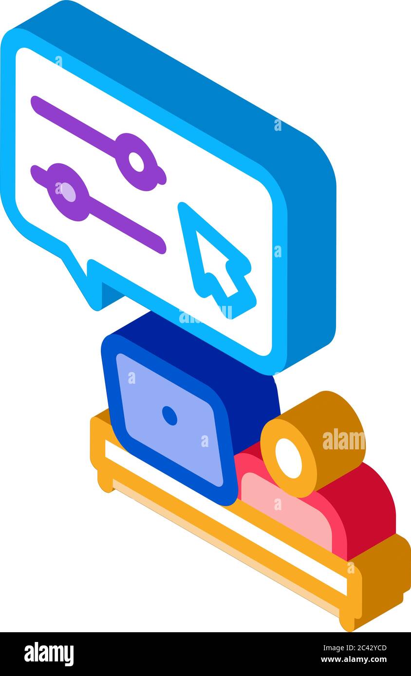 desktop movie maker isometric icon vector illustration Stock Vector